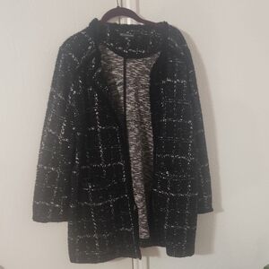 Adrianna Papell Black and White Sparkle Knit Cardigan